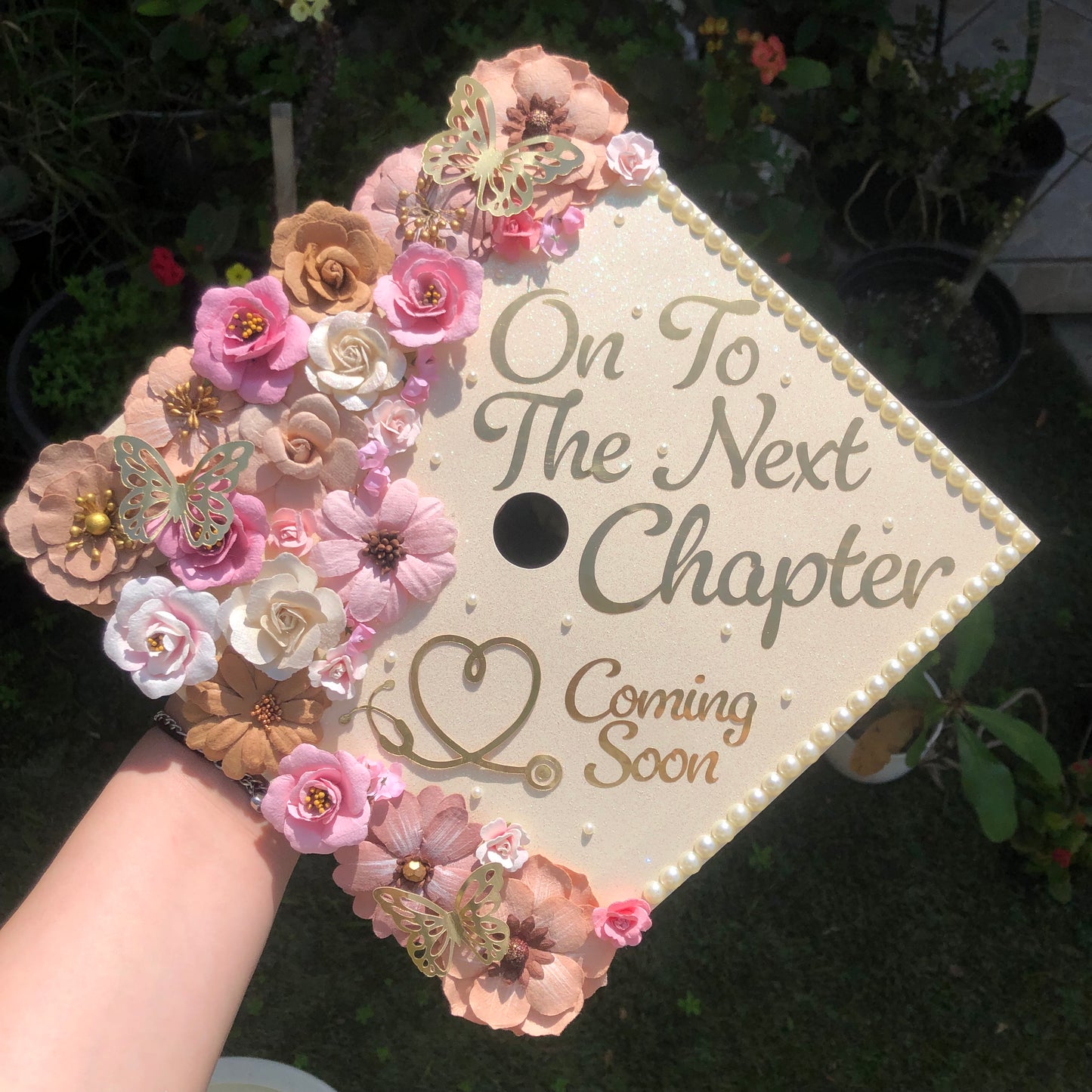 Custom Graduation Cap (Faux Flowers)