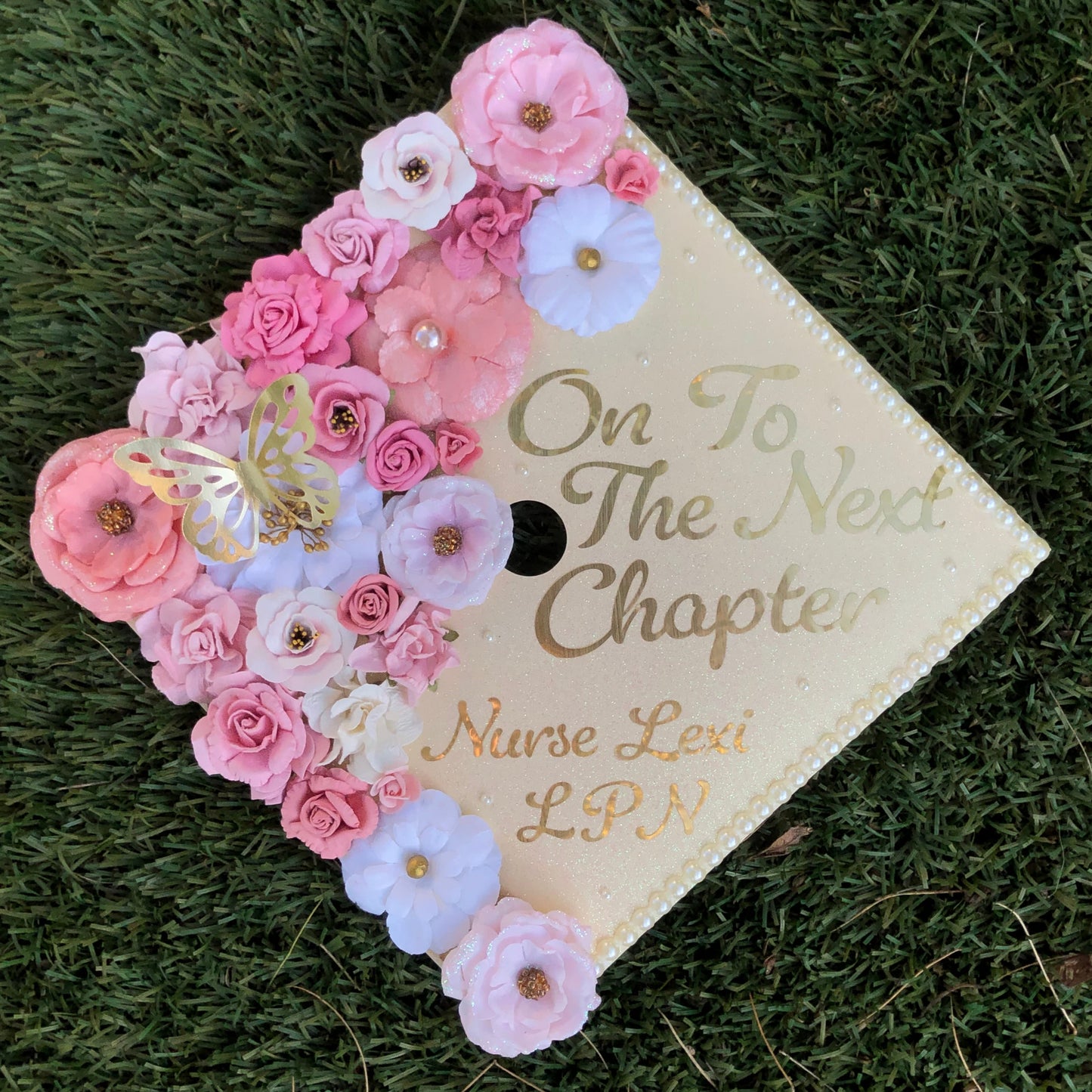 Custom Graduation Cap (Faux Flowers)