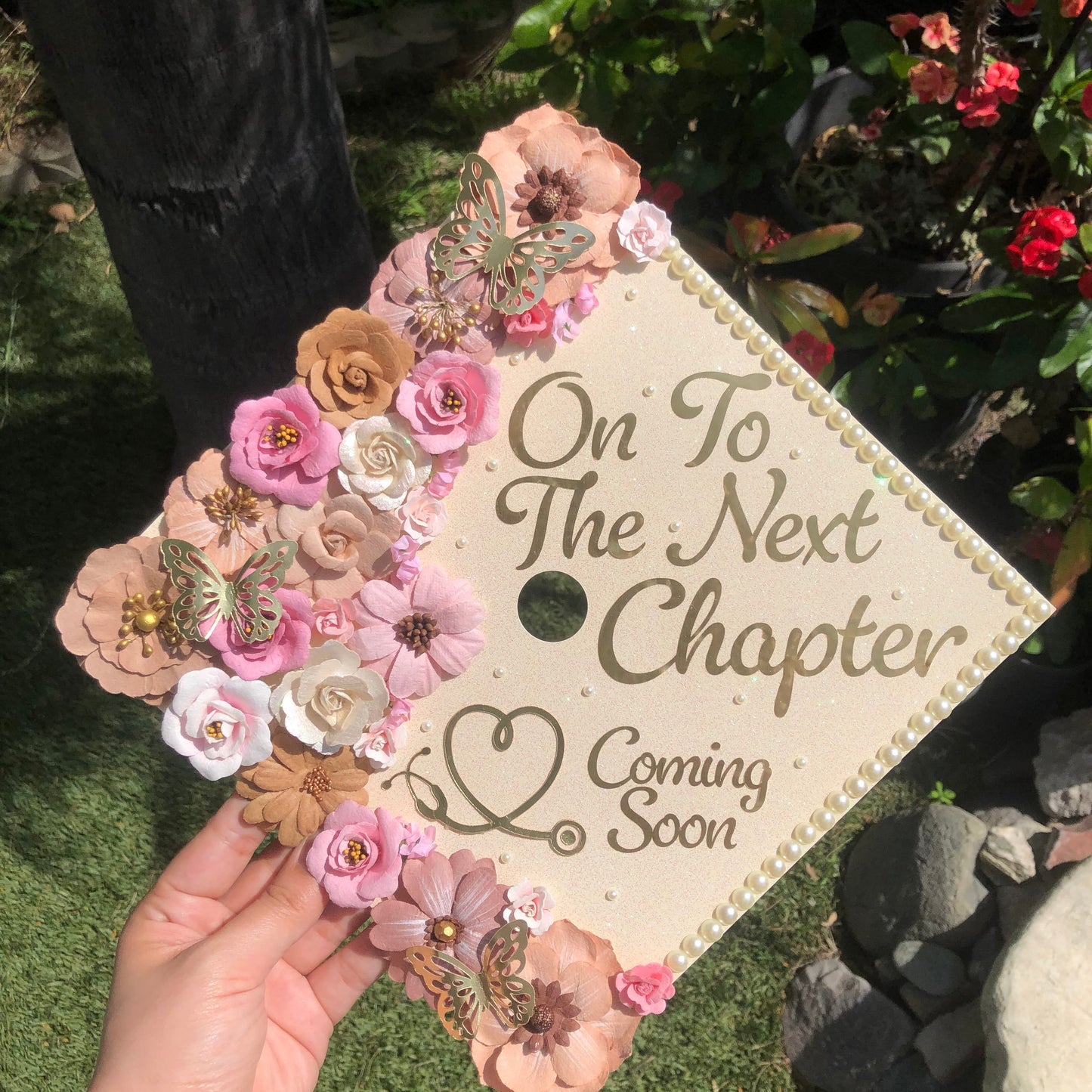 Custom Graduation Cap (Faux Flowers)