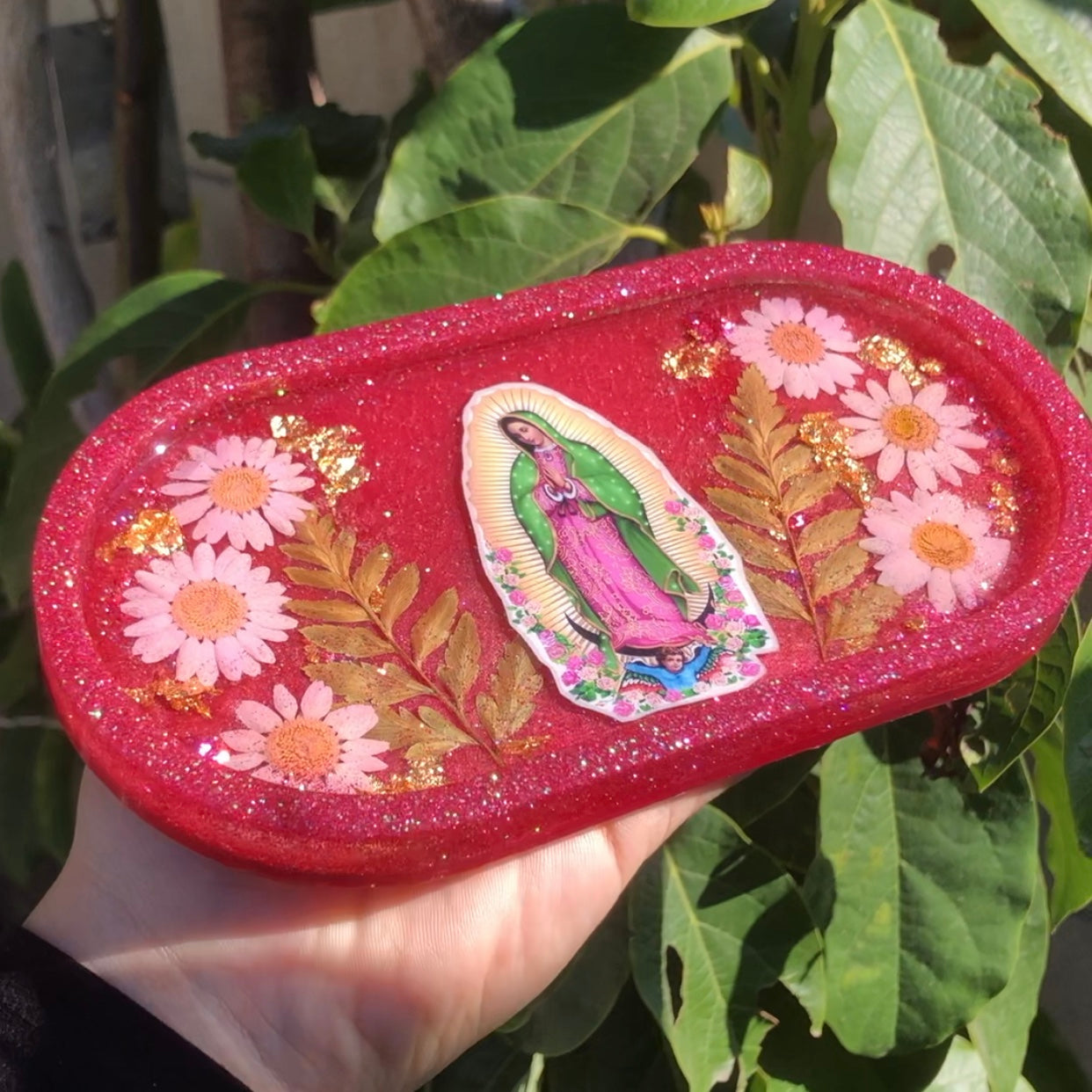 Virgencita Oval Trinket Tray - Pink