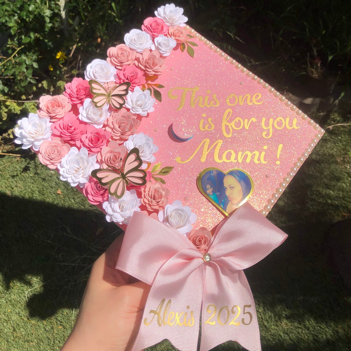 Custom Graduation Cap (Handmade Paper Flowers)