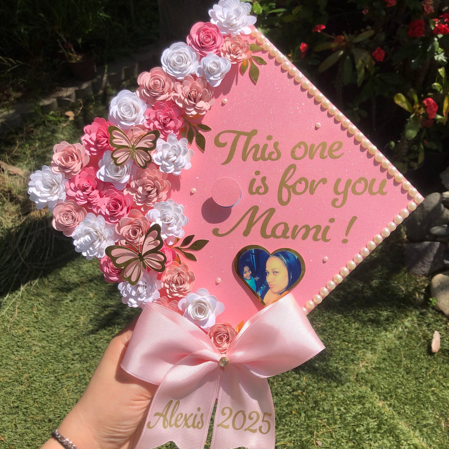 Custom Graduation Cap Topper (Handmade Paper Flowers)