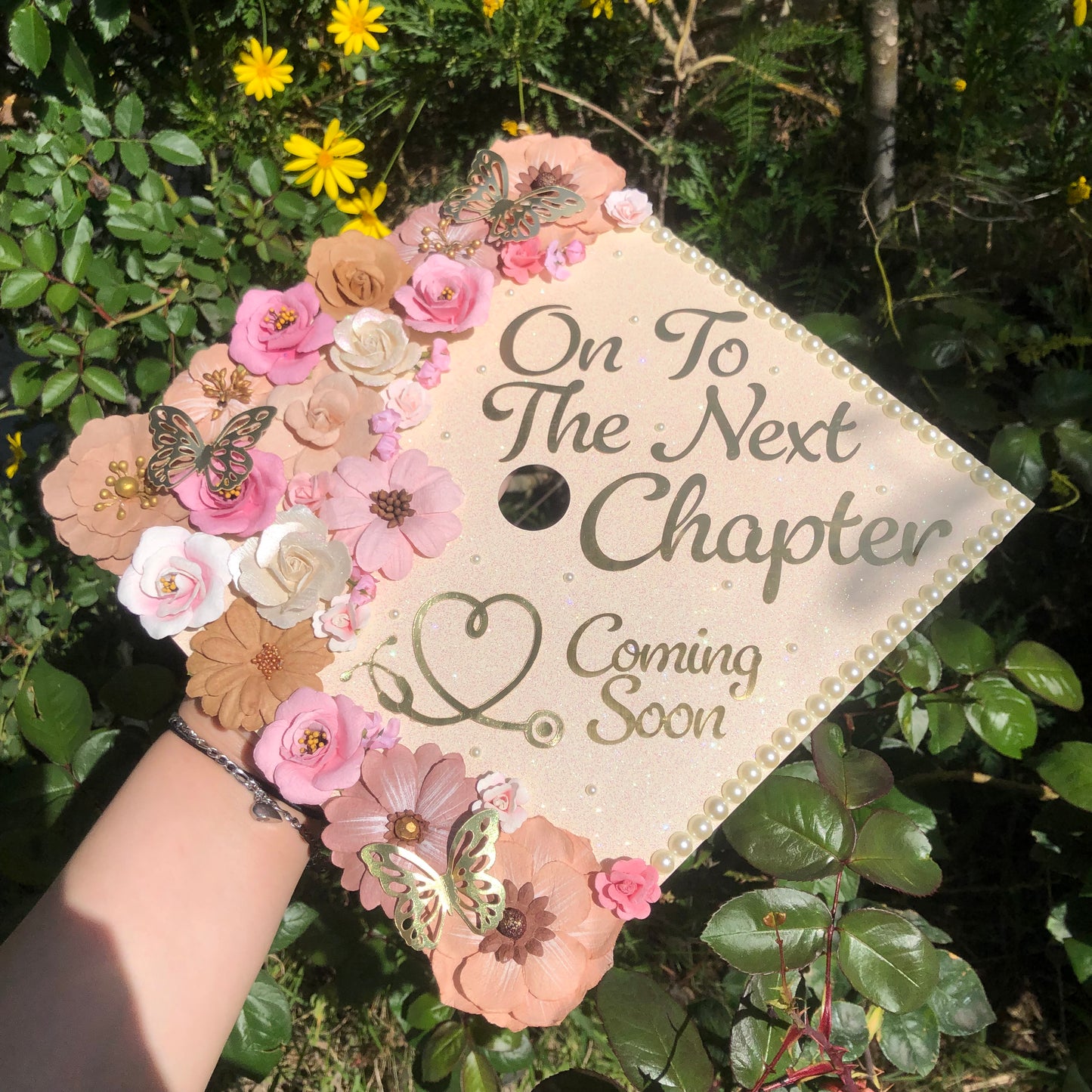 Custom Graduation Cap (Faux Flowers)