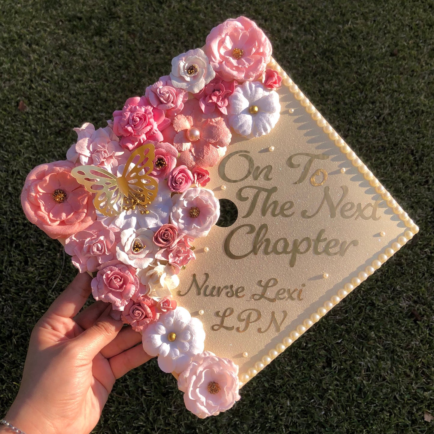 Custom Graduation Cap (Faux Flowers)