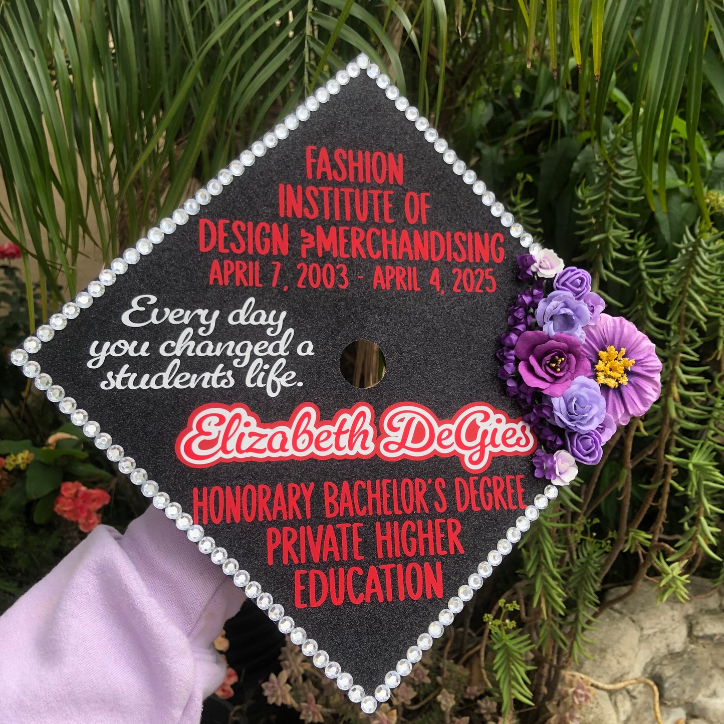 Custom Graduation Cap Topper (Faux Flowers)