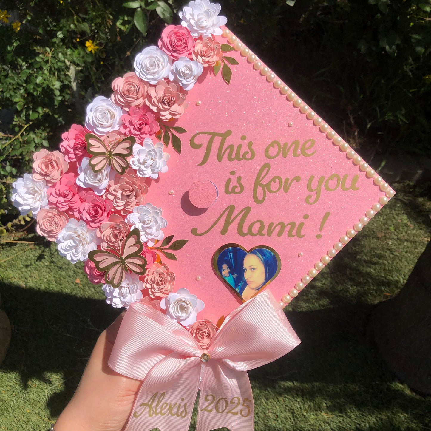 Custom Graduation Cap (Handmade Paper Flowers)