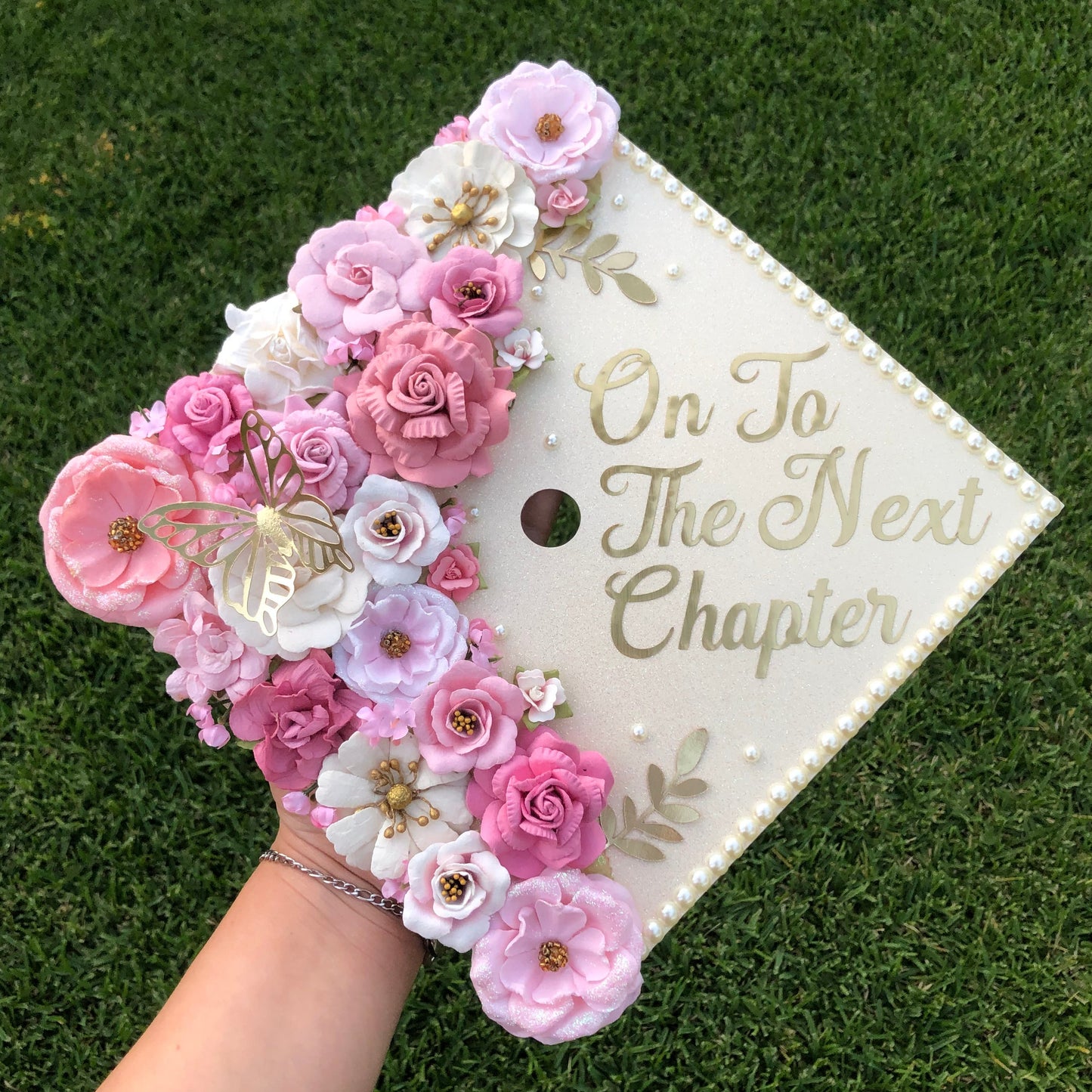Custom Graduation Cap (Faux Flowers)