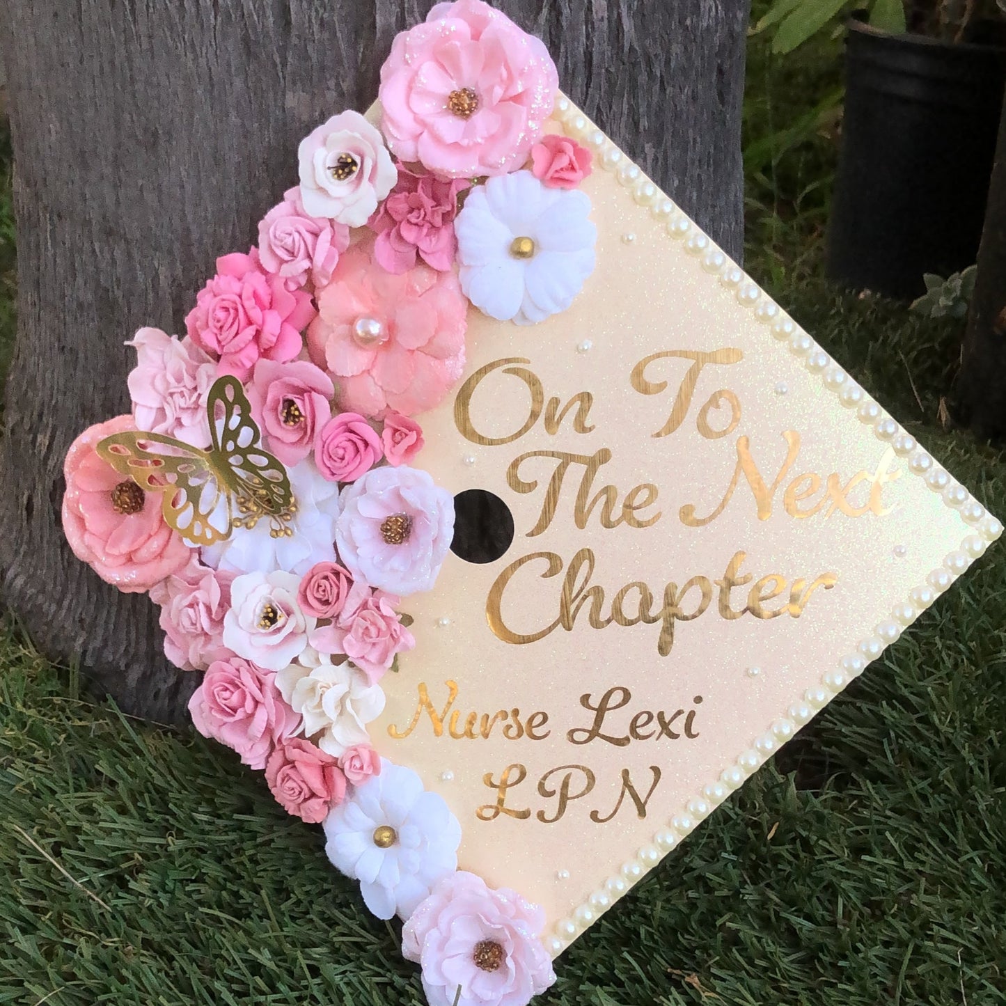 Custom Graduation Cap (Faux Flowers)