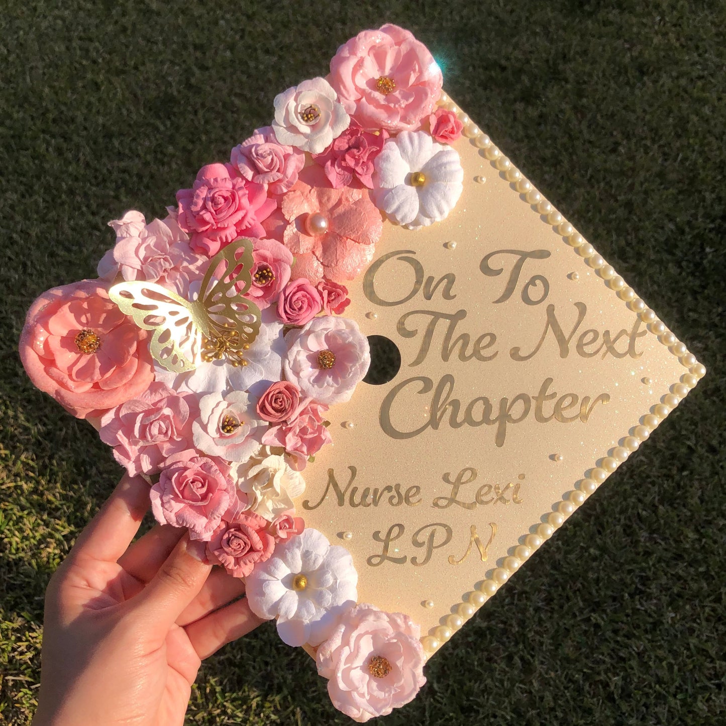 Custom Graduation Cap (Faux Flowers)