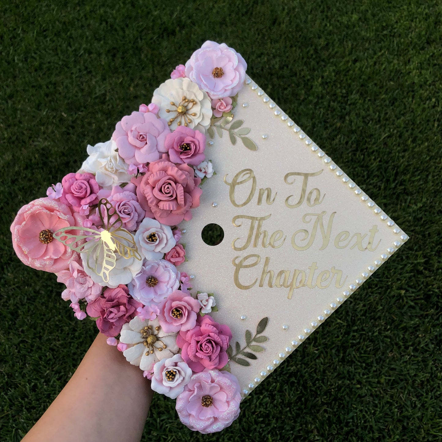 Custom Graduation Cap (Faux Flowers)