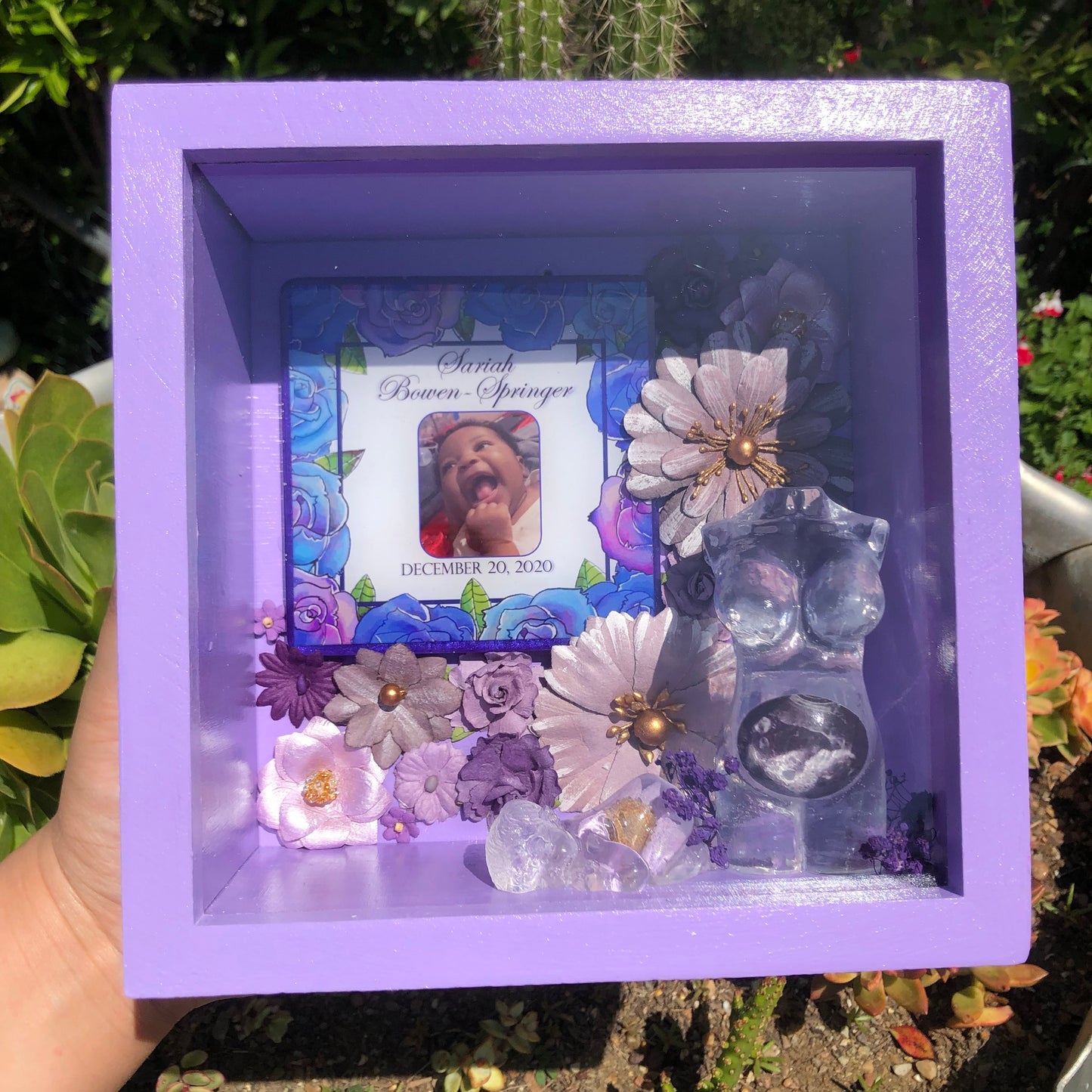 Ultrasound Pregnancy Belly/Baby Shadow Box - Floral Border