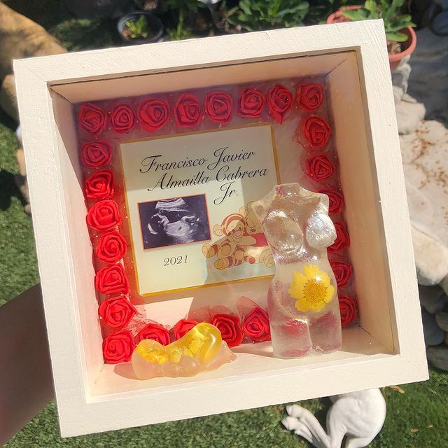 Pregnancy /Baby Shadow Box - Rose Border