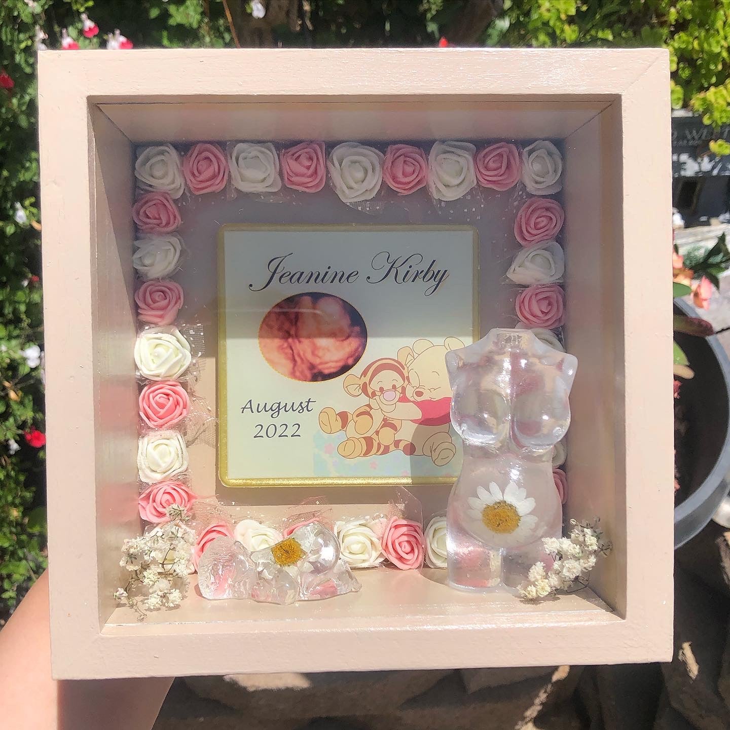 Pregnancy /Baby Shadow Box - Rose Border