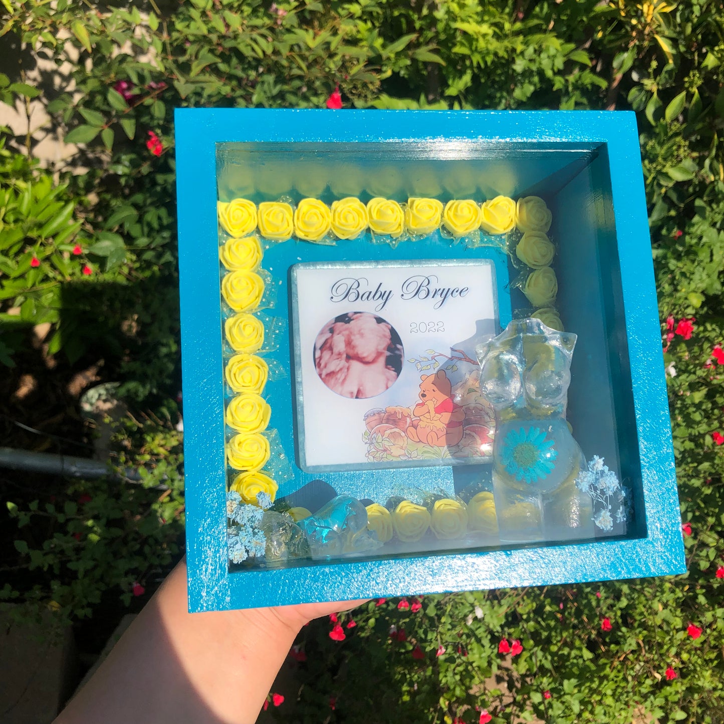 Pregnancy /Baby Shadow Box - Rose Border