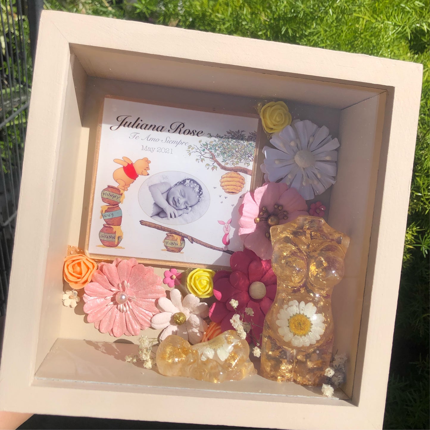 Pregnancy Belly / Baby Shadow Box - Floral Border