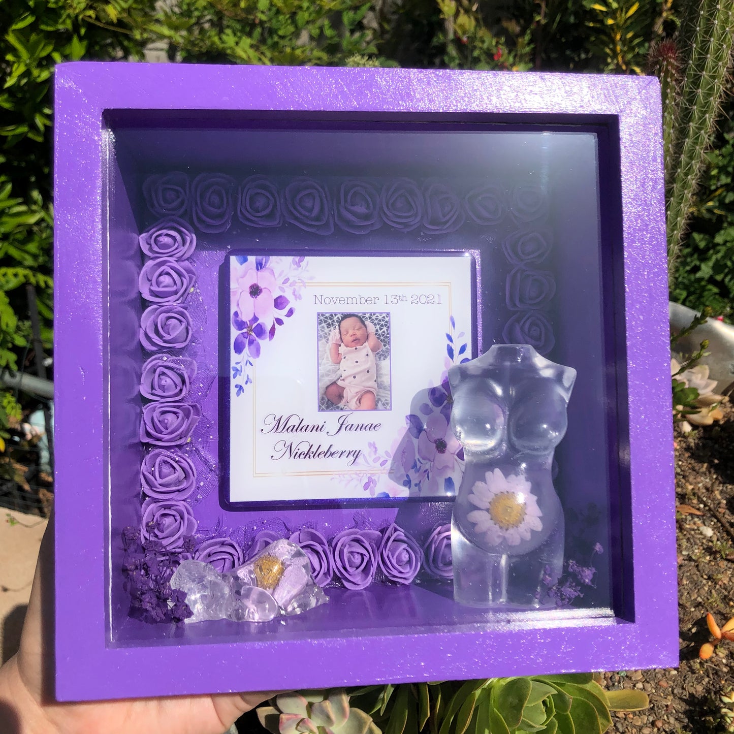 Pregnancy /Baby Shadow Box - Rose Border