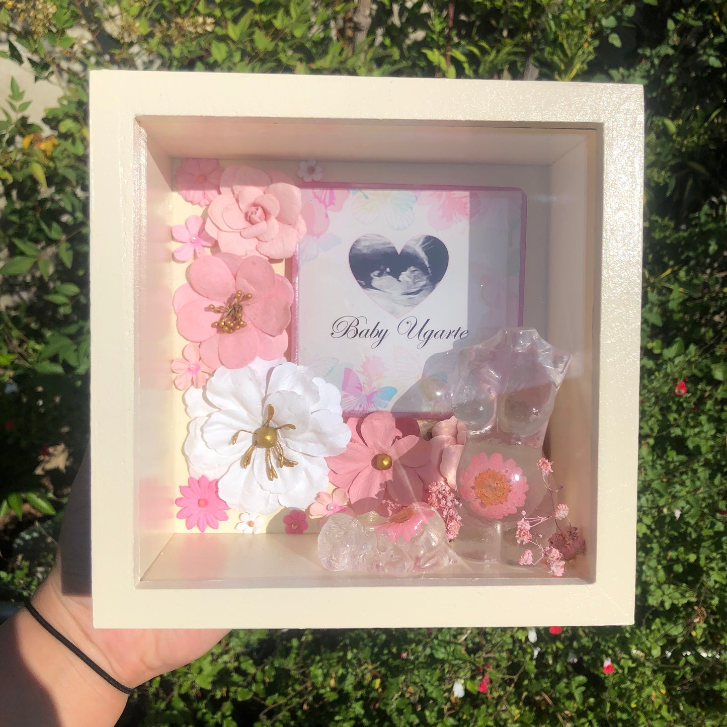 Pregnancy Belly / Baby Shadow Box - Floral Border