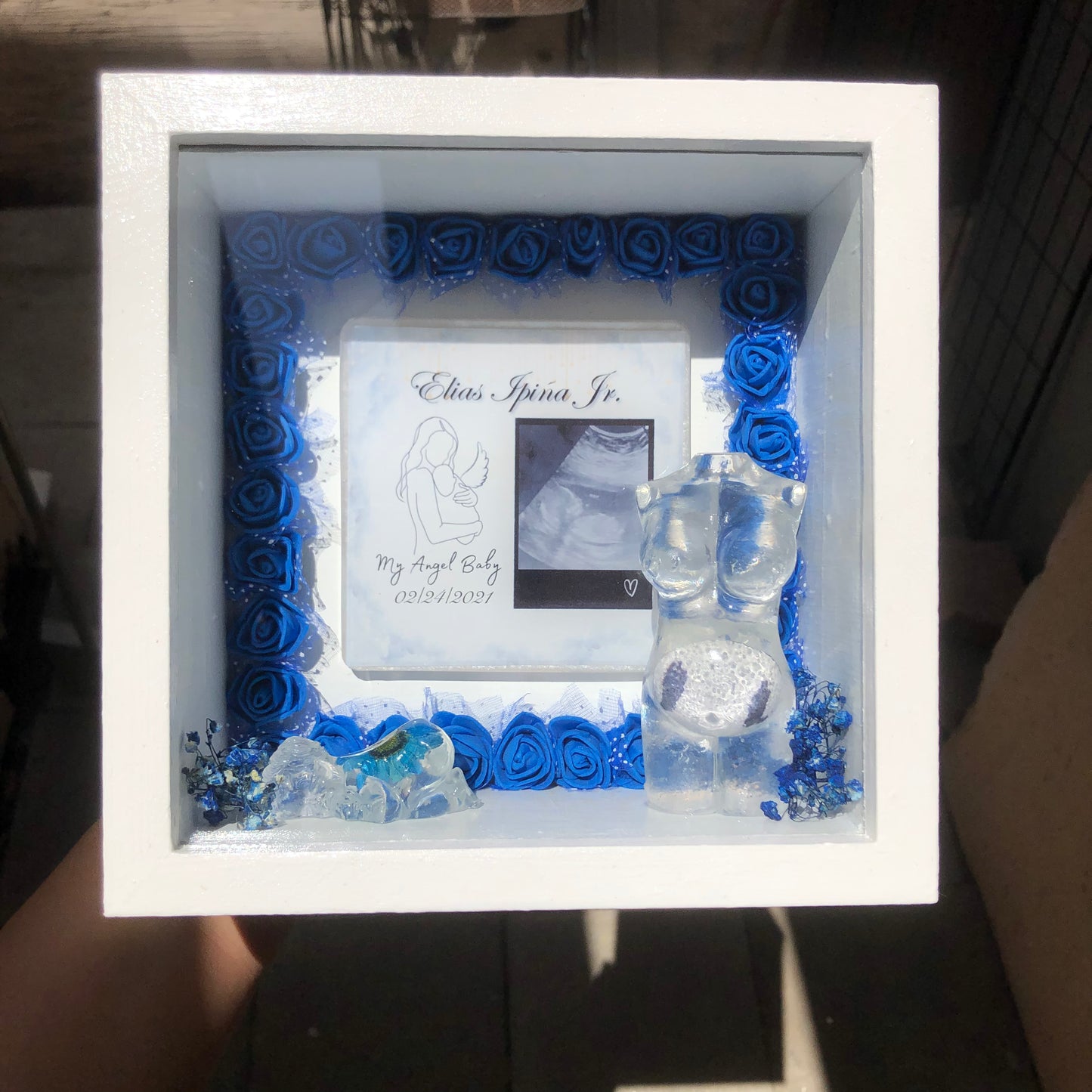 Pregnancy /Baby Shadow Box - Rose Border