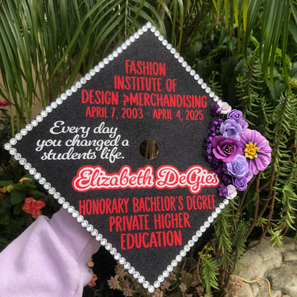 Custom Graduation Cap Topper (Faux Flowers)